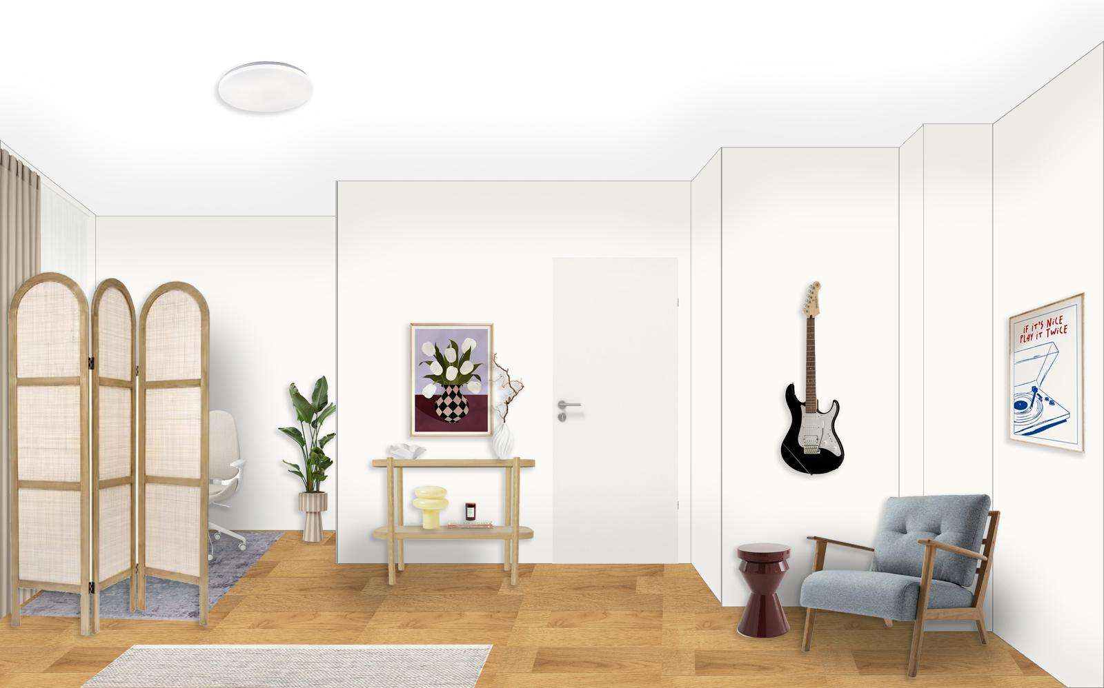 Lounge area and guitar corner
