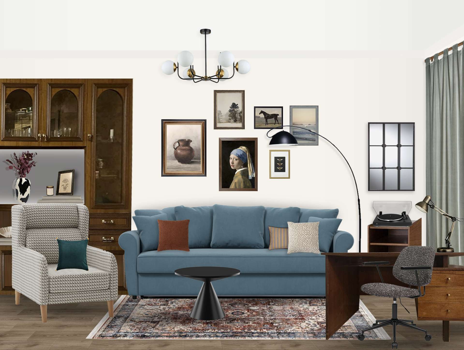 Living area with an interesting armchair
