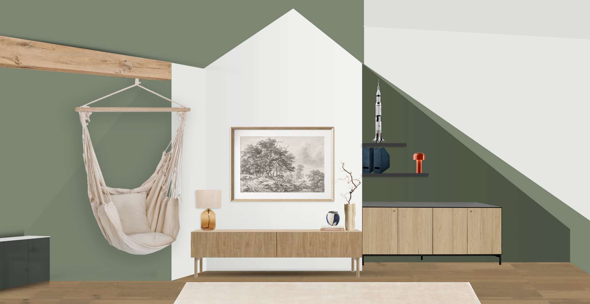 Hanging swing in the attic