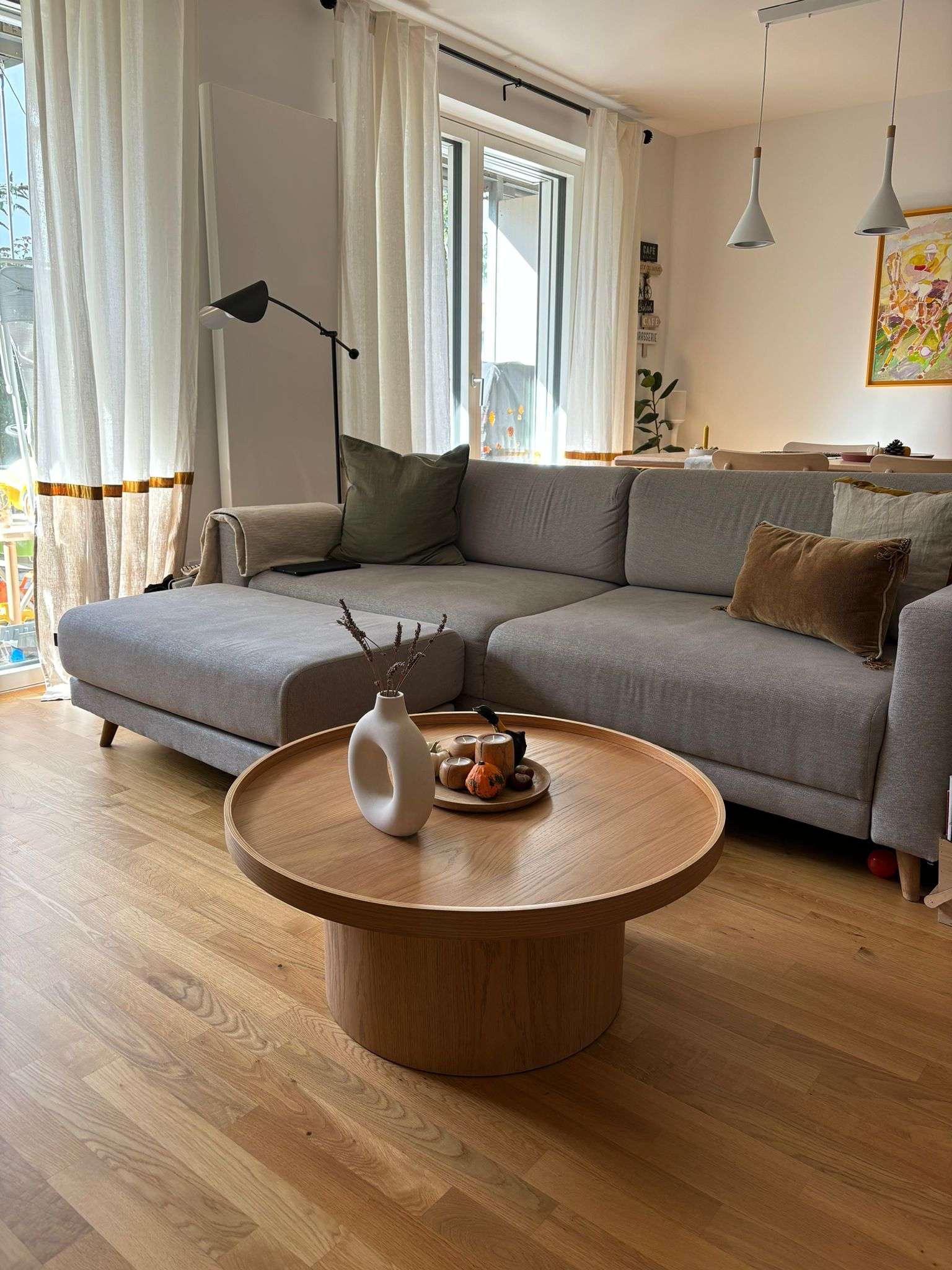 Bright living room with natural tones