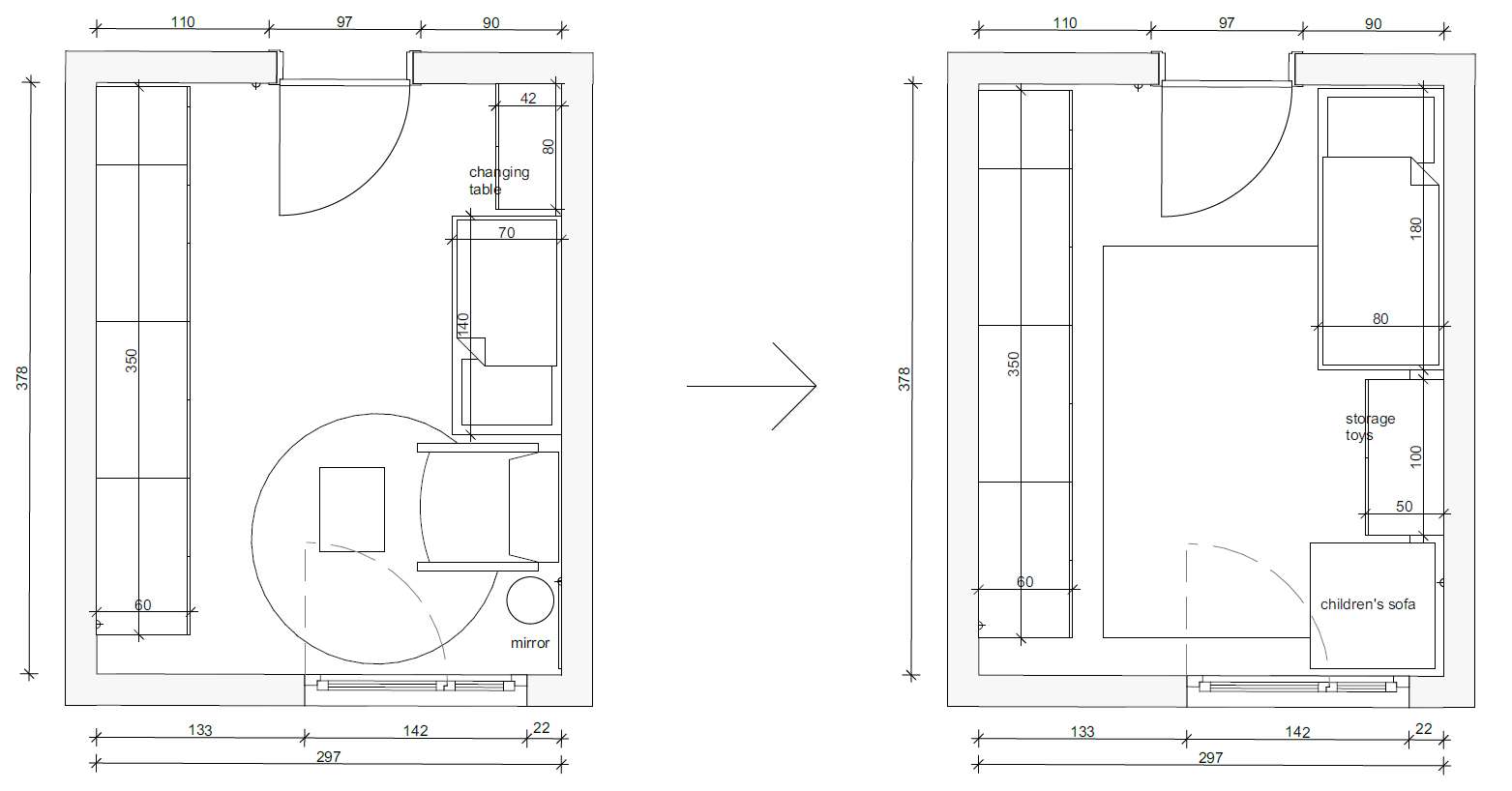 Layout that adapts as the child grows