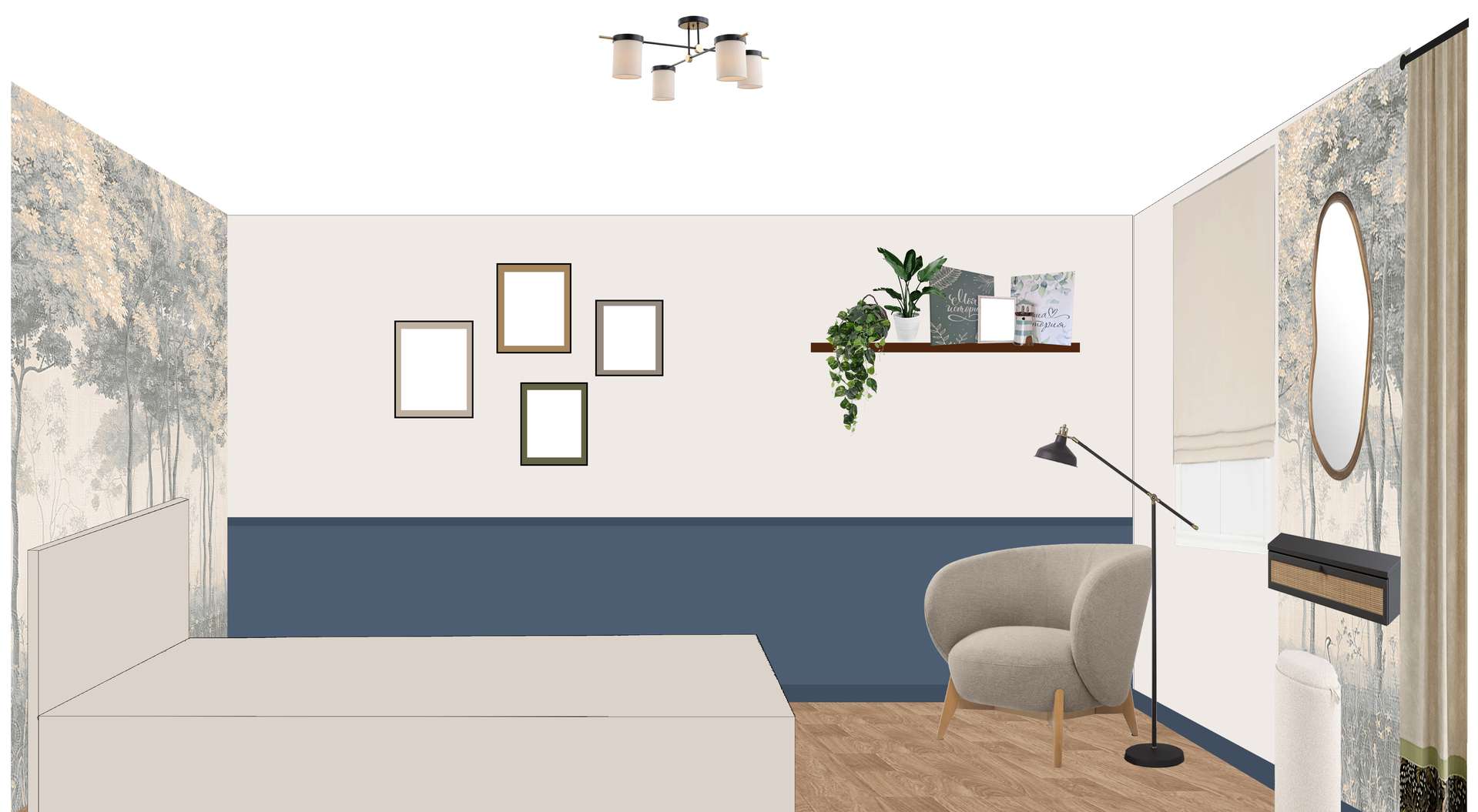 Wall painting with a border