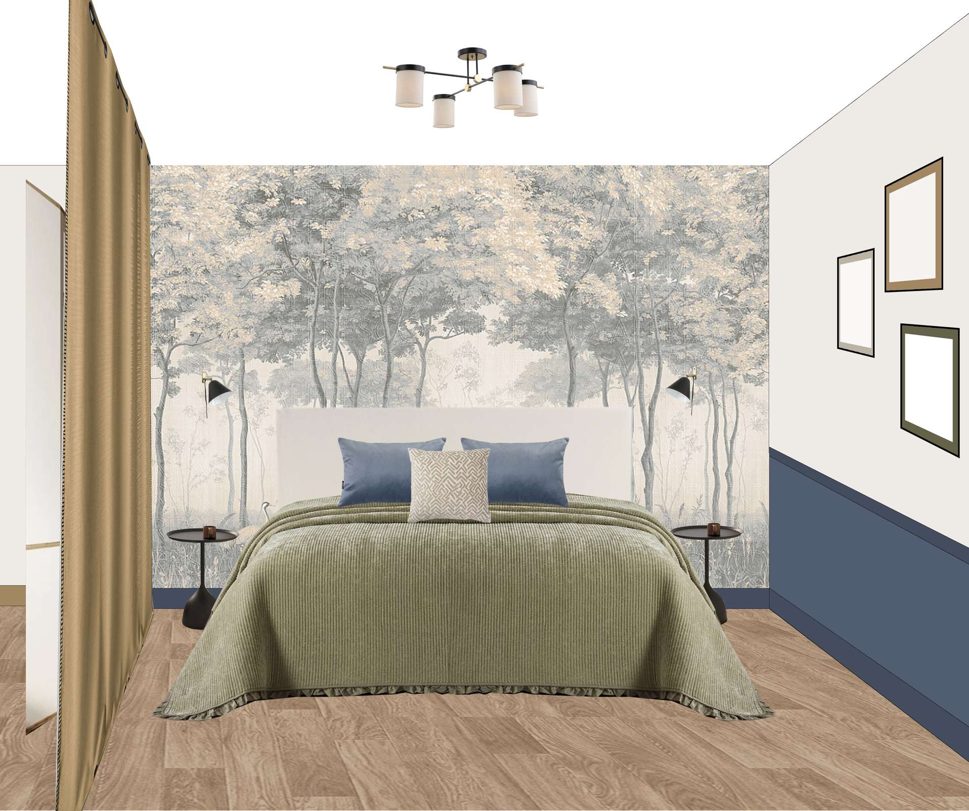 Sleeping area and wall border painting