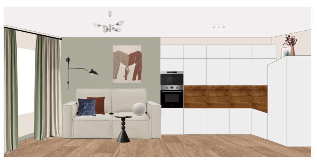 Kitchen combined with living room