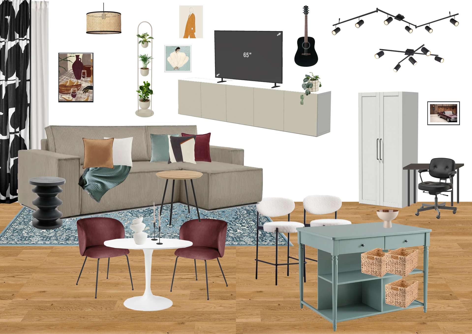 Interior with a bright kitchen island in Graz