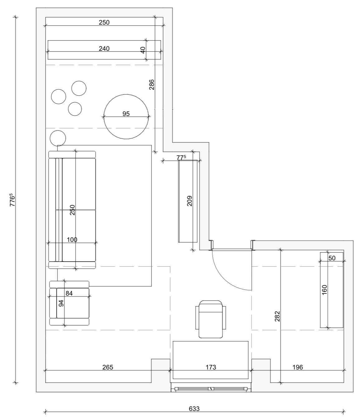Interior Design project of cabinet on the mansard floor in Munich