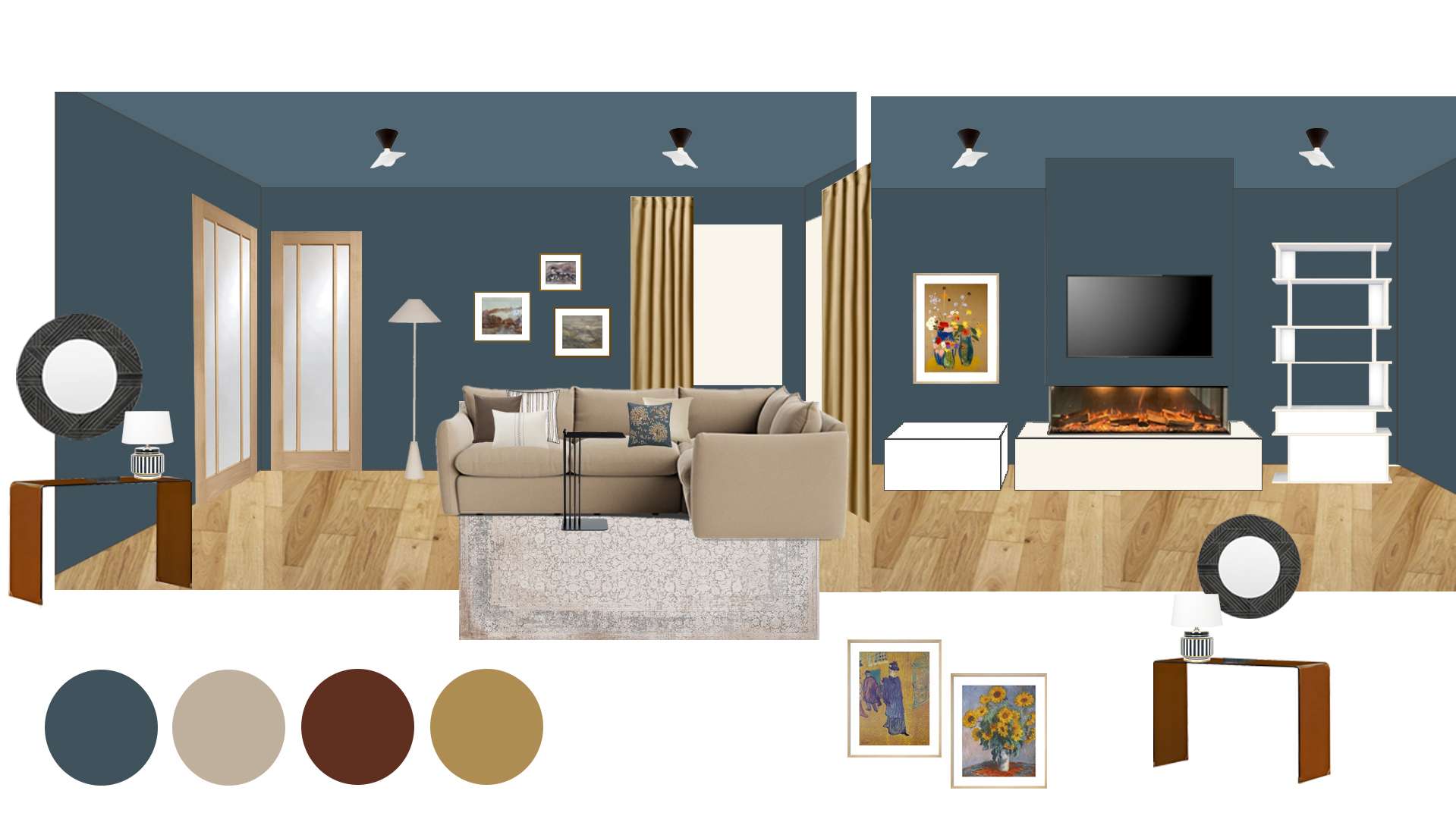 Color scheme for a living room in England